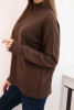 Women's viscose sweater with a ribbed turtleneck and loose fit brown