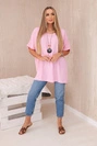 Oversize-Bluse mit Anhänger Hellrosa