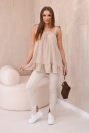 Bluse mit Schleifen beige