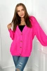 Buttoned sweater with puff sleeves pink neon