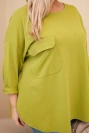 Women's Plus Size blouse with cotton, featuring a pocket and rolled sleeves olive green