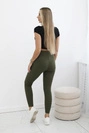 High waisted ribbed leggings khaki