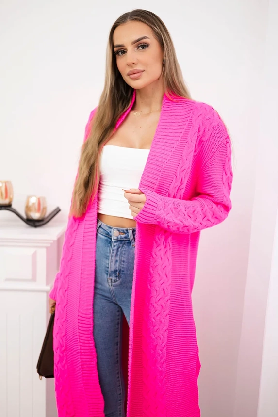 Pullover Strickjacke karierte Webart rosa neon