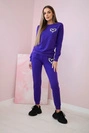 Women's cotton set with a decorative heart dark purple
