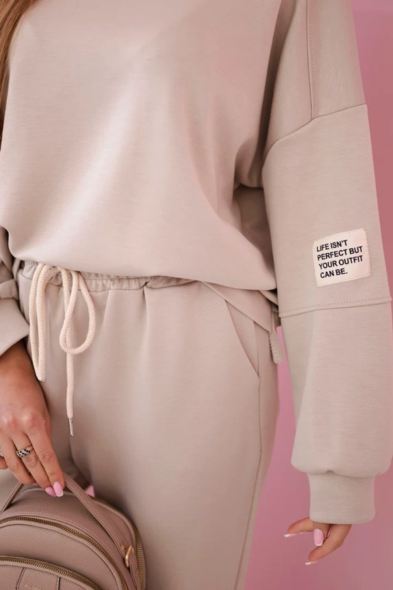 Viskose-Set Sweatshirt + Hose beige