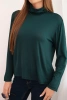 Women's viscose blouse with a turtleneck and long sleeves dark green
