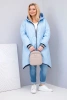 Plus Size women's quilted jacket with a hood and sporty cuffs blue
