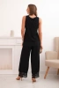 Women's set made of viscose, top with wide straps and wide-leg pants black