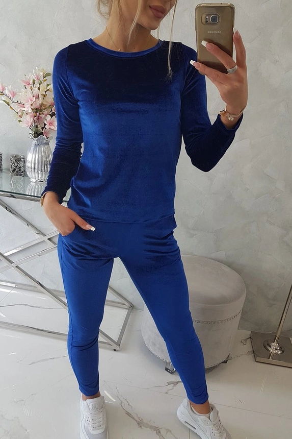 Veloursset mit Rückenfalte kornblumenblau