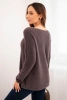 Women's sweater made of soft knit with a round neckline brown