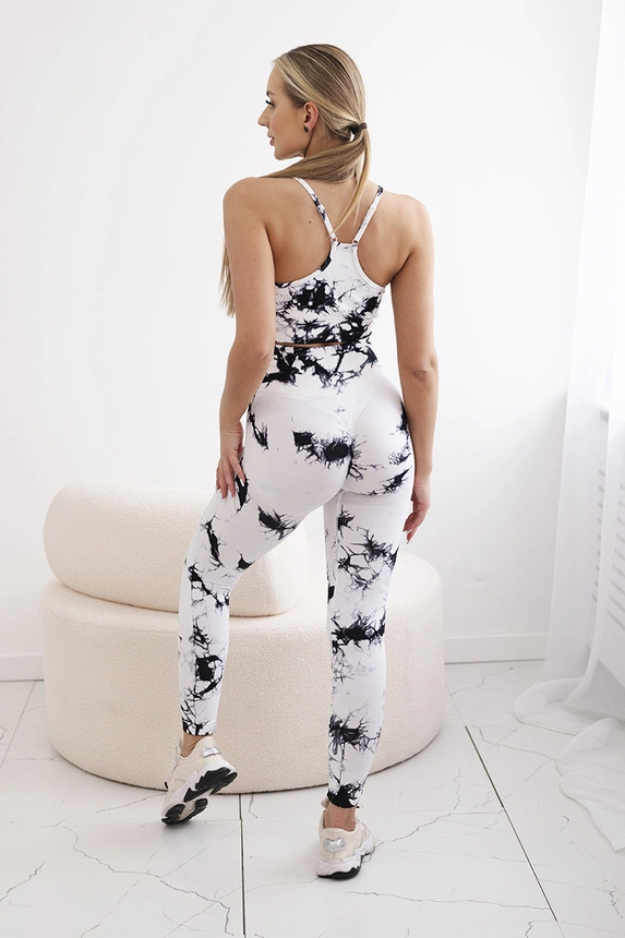 Fitness set top with adjustable straps + push up leggings white