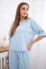 Punto-Set Bluse + Hose mit weitem Bein blau