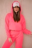 Insulated set with a sweatshirt tied at the bottom pink neon 