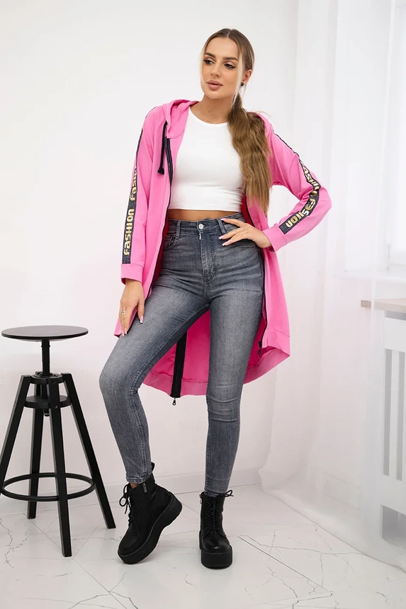 Sweatshirt mit Reißverschluss am Rücken hellrosa