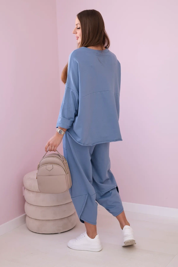 Bavlnené mikinové nohavice Denim