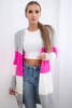 Sweater Cardigan in the straps gray+pink neon