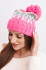 Women's winter hat with wool and a large pom-pom K422 light pink