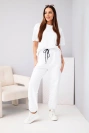 Damen-Baumwoll-Set, T-Shirt mit kurzen Ärmeln und Jogginghose weiß