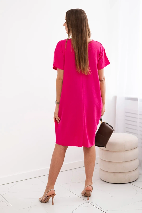 Kleid mit Taschen und Anhänger Fuchsia
