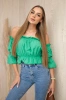 Off-the-shoulder blouse dark green