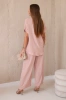 Set mit Halskette blusen + hose dunkles Puderrosa