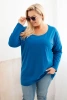Bluzka damska Plus Size z dekoltem w łódkę chabrowa
