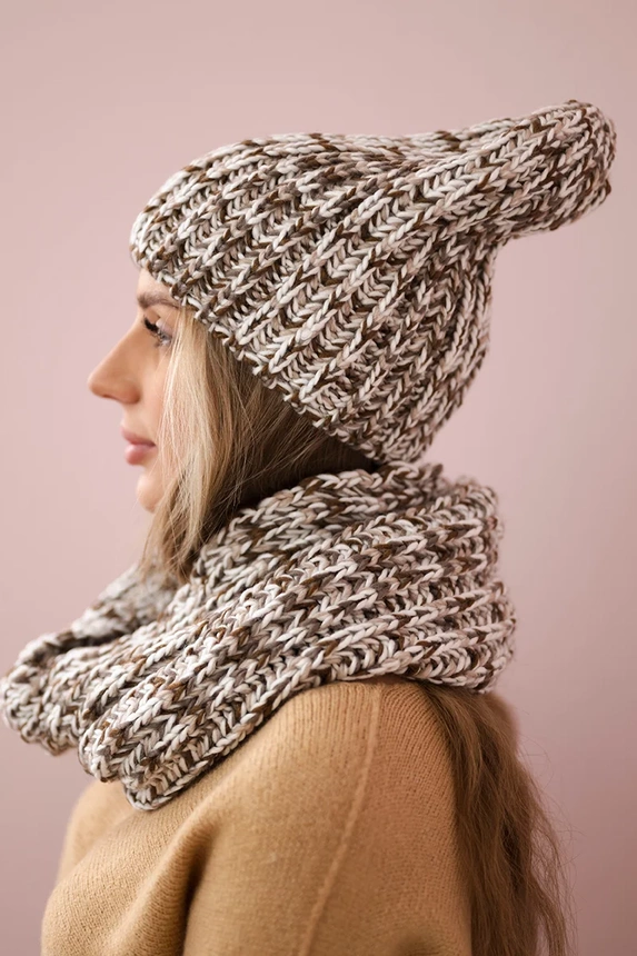 Women's set with fleece Merry K202 brown + ecru