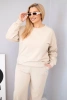 Komplet damski Plus Size bawełniany z luźną bluzą i spodniami z szeroką nogawką beżowy