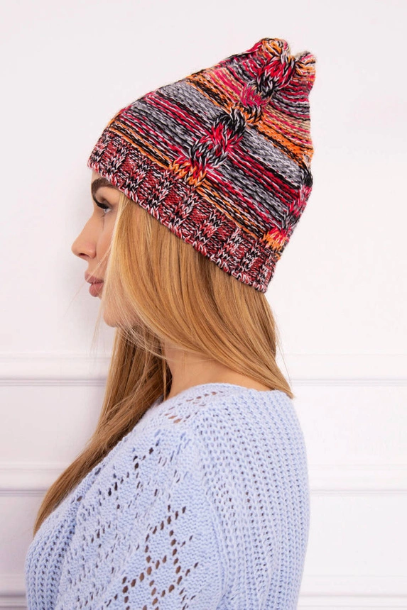 Cap with fleece Klaudia K255 orange+red