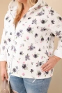 Dámská jarní bunda Plus Size s drobným květinovým vzorem grafitová