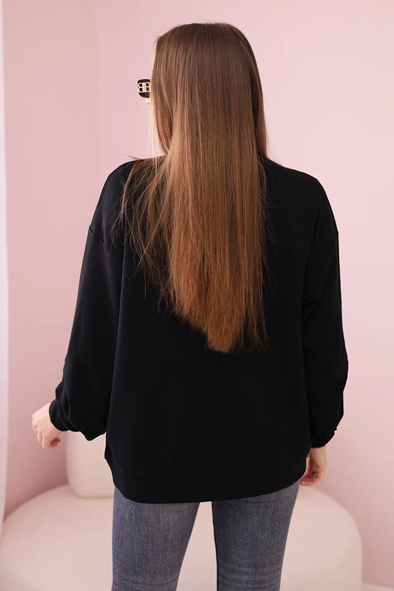 Cotton blouse with bow black