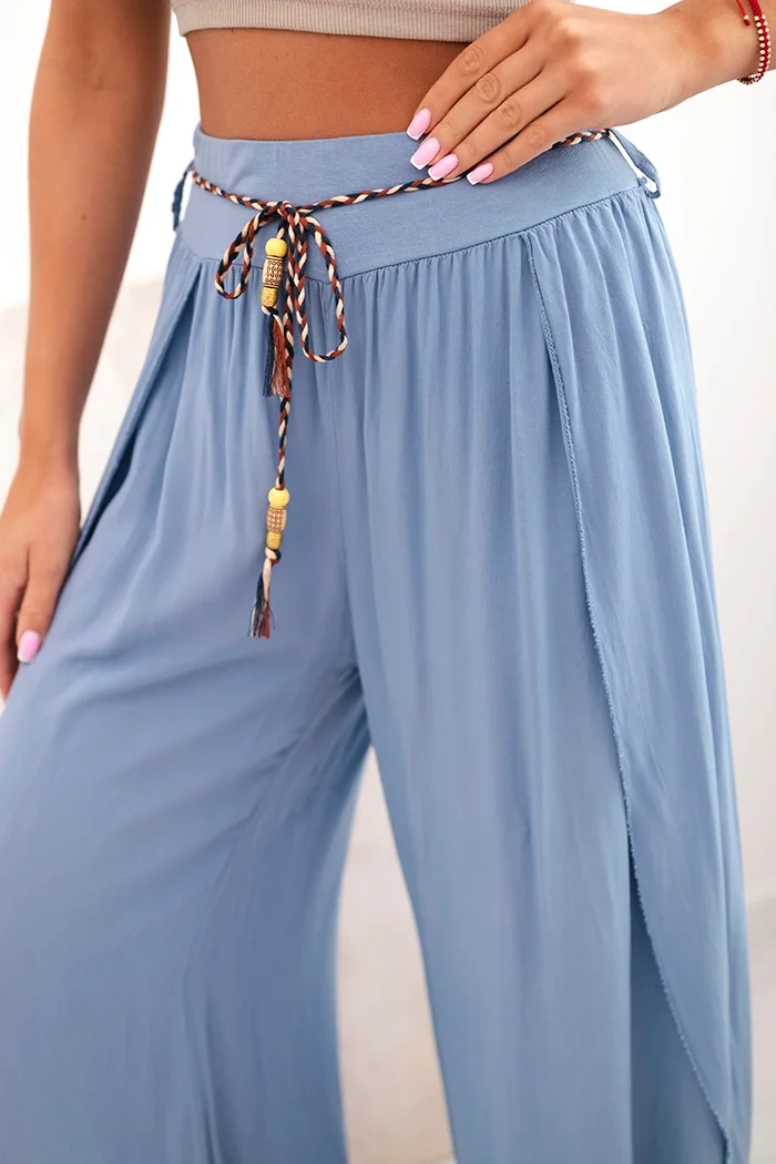 Women's viscose trousers with leg slit denim
