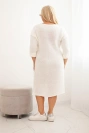 Sukienka swetrowa damska Plus Size z moherem oversize z kieszenią ecru