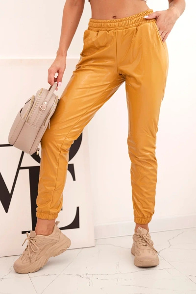 Double-layer trousers with velor mustard