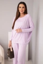 Women's viscose set with loose top and pants light purple