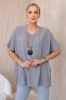 Oversized blouse with pendant grey