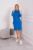 Dress with a hood and pockets mauve-blue