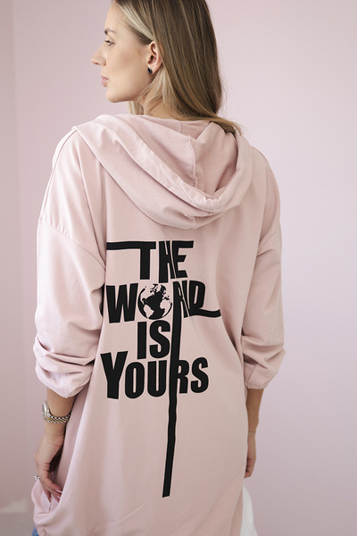 Bluza z nadrukiem "The world is yours" ciemny pudrowy róż