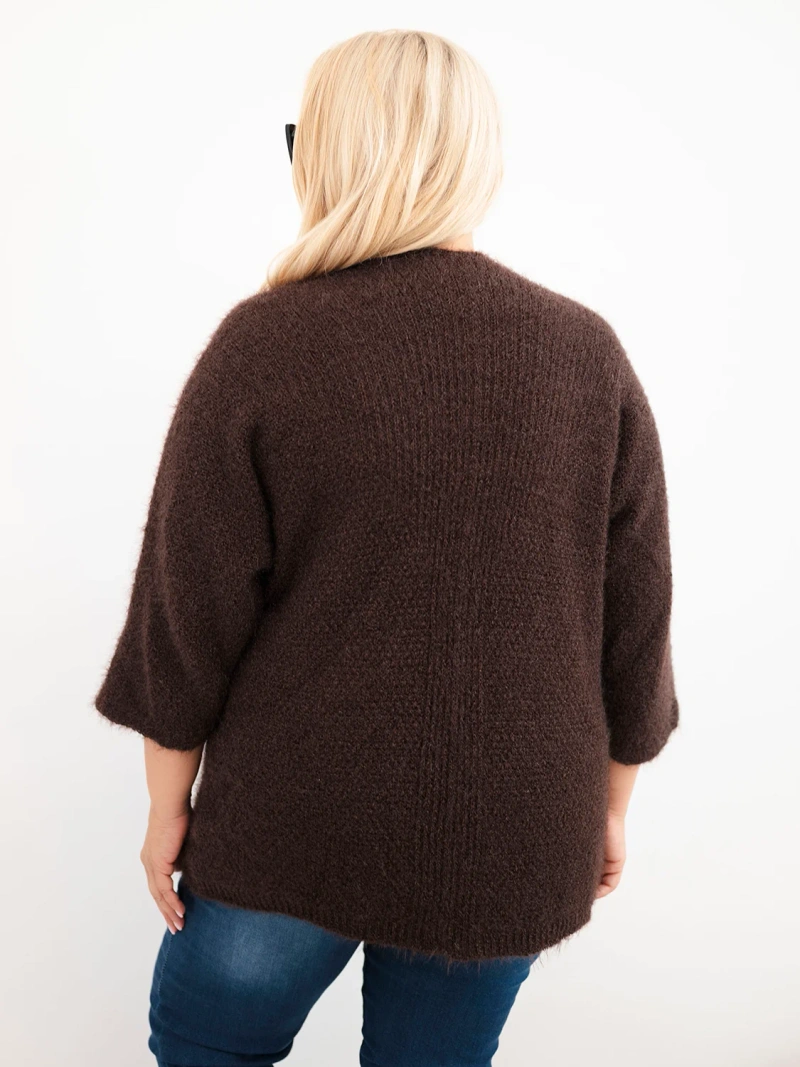 Damenpullover Plus Size mit Taschen ohne Verschluss braun