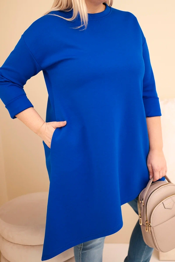 Damenkleid Plus Size aus Viskose mit lockerem Schnitt und langen Ärmeln chabrowa