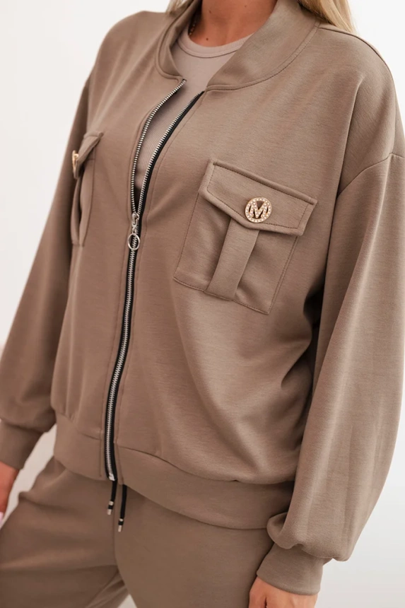 Damen-Set aus Viskose mit offenem Pullover und Hose fango