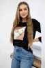 Bluse mit 3D Vogel Grafik schwarz