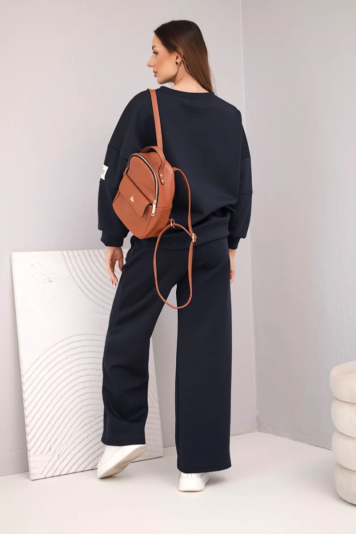 Women's set butter sweatshirt + pants navy blue