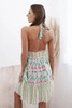 Women's boho viscose dress with a tie around the neck mint