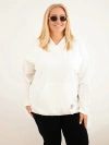 Damen Sweatshirt Plus Size aus Viskose mit Kapuze und Kängurutasche ecru