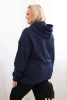 Women's Plus Size looped sweatshirt with a hood and kangaroo pocket navy blue