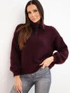 A sweater women's with high collar and decorative buttons plum