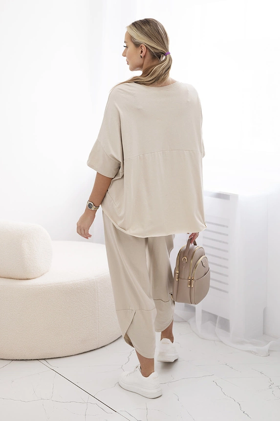 Baumwollset Bluse + Hose beige