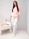 Women's sweater with colorful polka dots and a round neckline pink powder