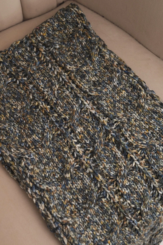 Women's thick melange wool winter wrap chimney jeans+khaki